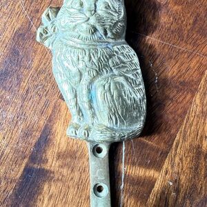 Cat with Bow  Hanging Wall Hook - Brass ~ Made in Taiwan Republic of China